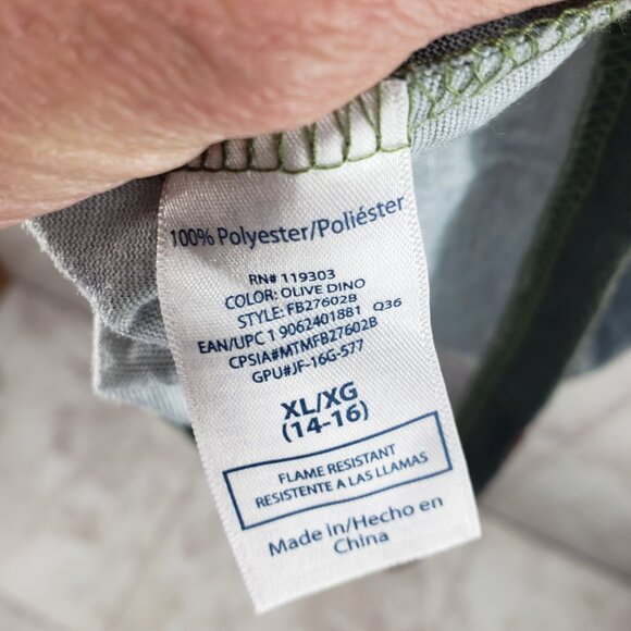 Dinosaur Faded Glory Fire Resistant PJ Pajama Shirt Short Sleeve Top Sz XL 14/16 - Picture 4 of 5